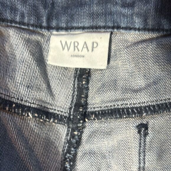 Wrap London women’s US 10 wide leg dual colored denim fringed frayed hem - Picture 2 of 4